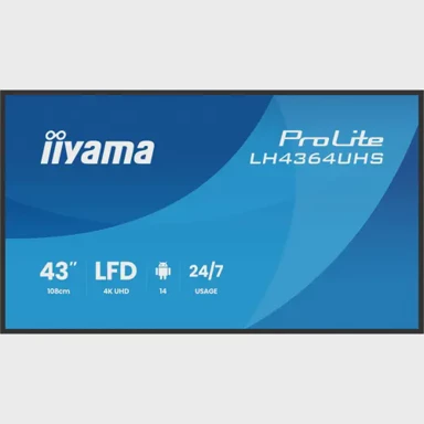 IIYAMA Zaslon 43" LH4364UHS-B1AG, 4K UHD, LED, Android, 500cd, crni